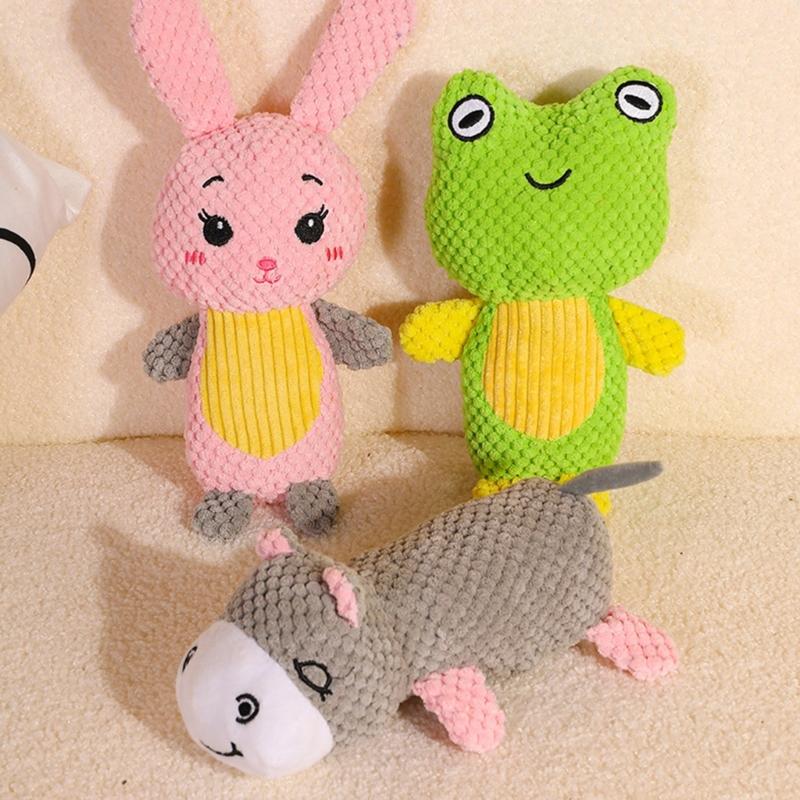 Lovely Rabbit Toy Squeak Stuffed Animal Rabbit Sound Maker for Fun Indoor Dogs Chewing Training Toy Animal Theme