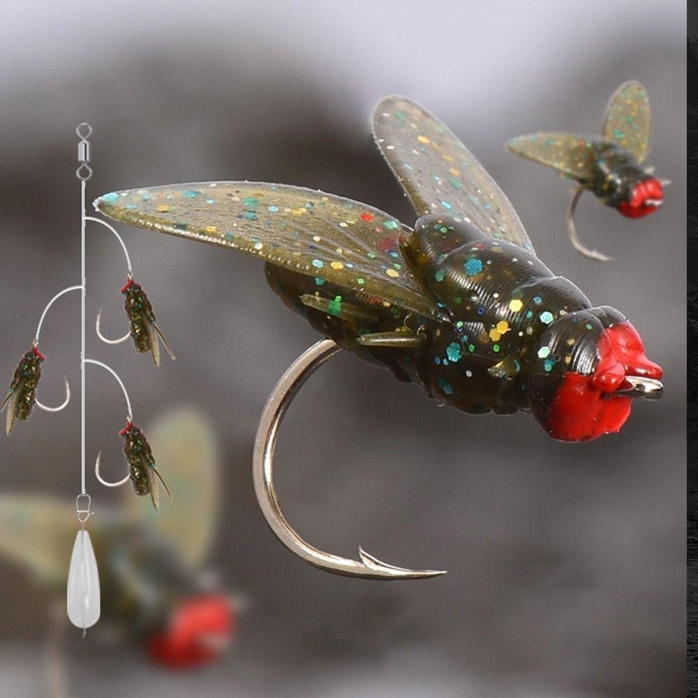 Set da 2 Pezzi con Ami Esca Artificiale da Pesca a Mosca Antiruggine Con Ausili per il Lancio Esca Bionica da Pesca a Mosca Attrezzatura da Pesca Resistente