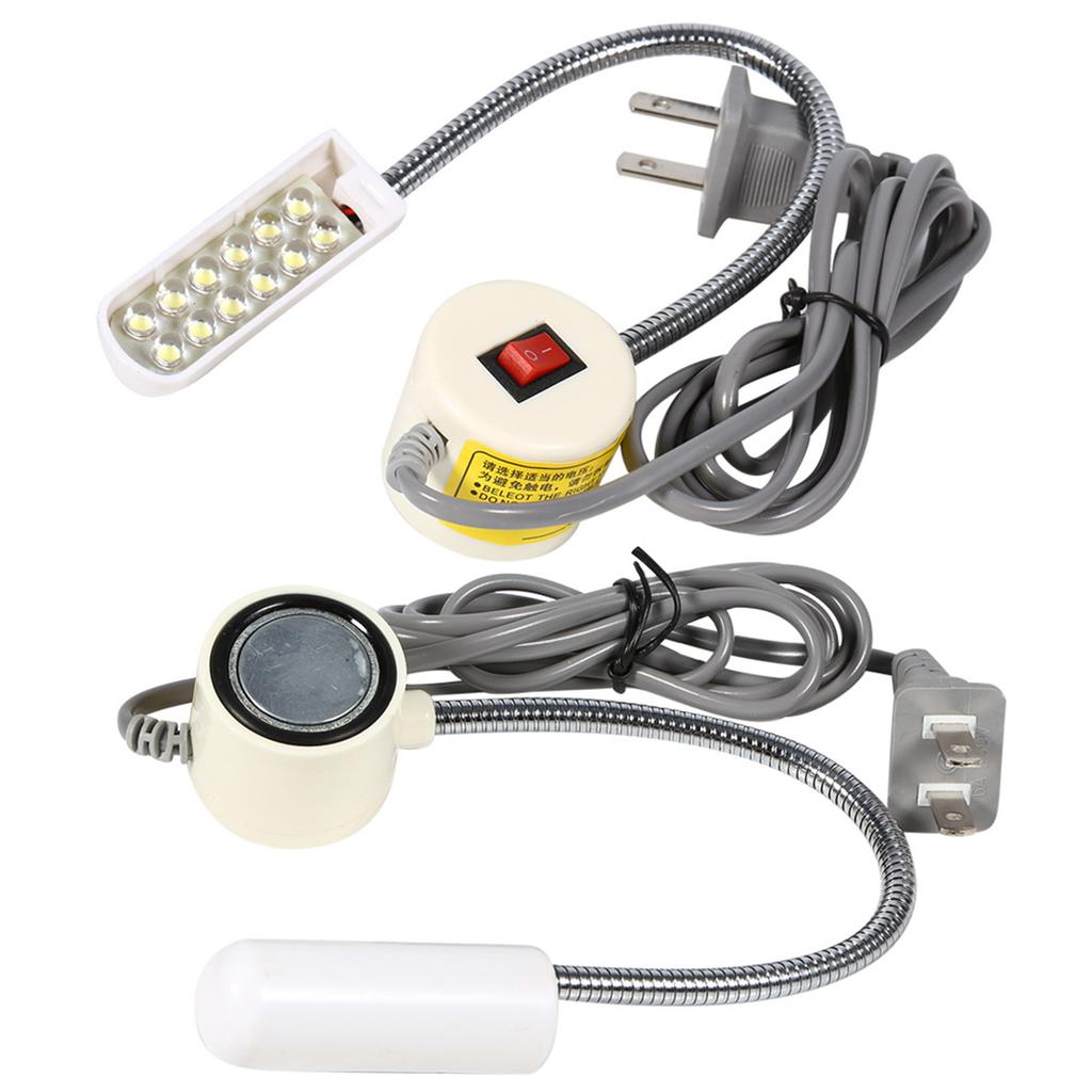 Sewing Machine Light 12 Leds Gooseneck Lamp Magnetic Base Switch Flexible Mounting  AC 220-