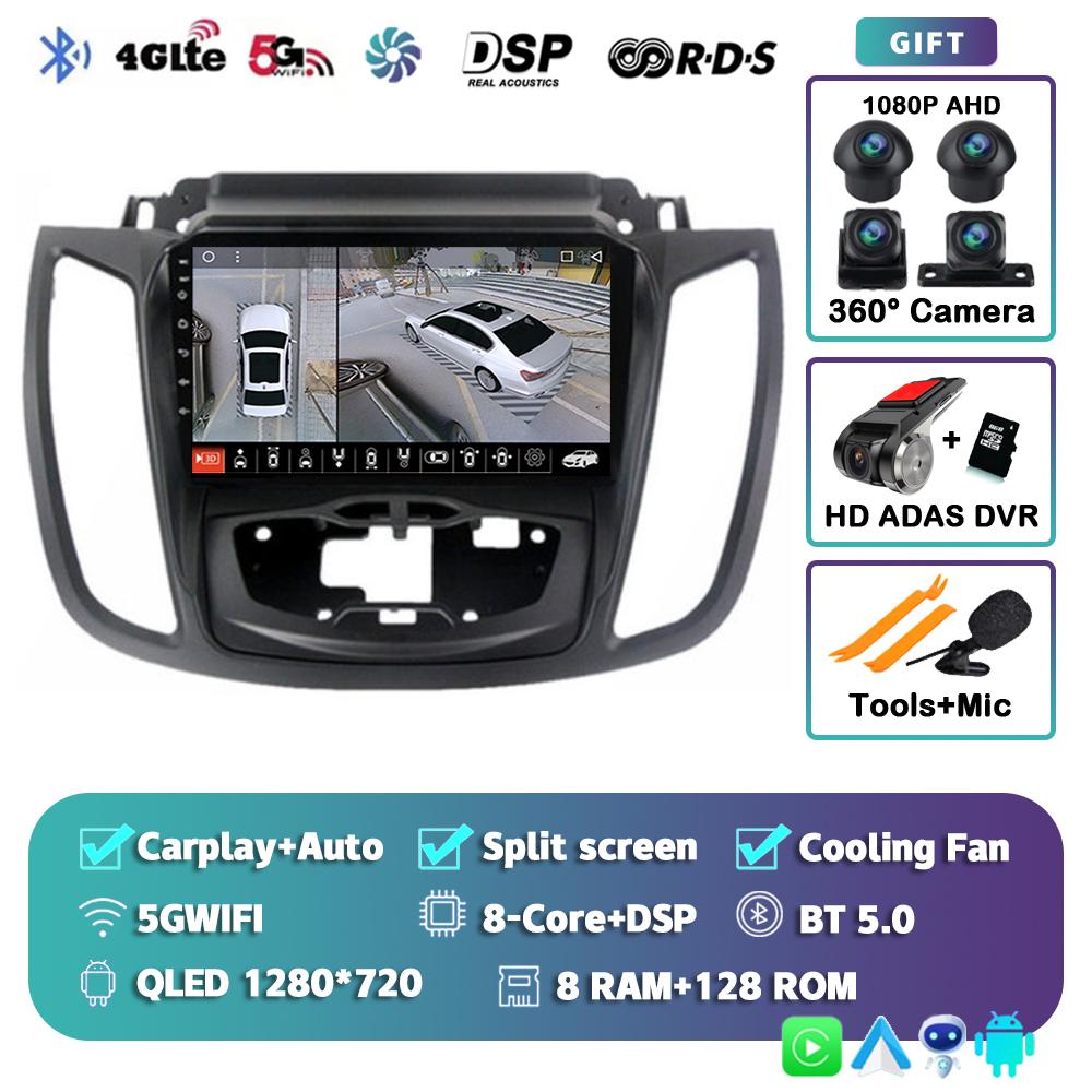 Android 14 Car Radio For Ford Kuga 2 Escape 3 2012 2013 2014 2015 2016 2017 -2019 Stereo Multimedia Player 2din Carplay Auto DSP