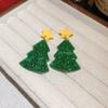 Silver Needle Diamond Snowflake Christmas Tree Pearl Fringed Earrings Christmas New Light Luxury Temperament Earrings Fashion Earrings
