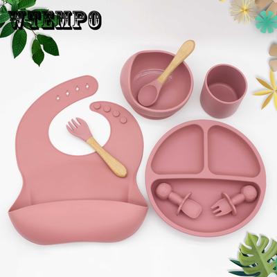 Juego de 8 Piezas de Vajilla de Silicona para Bebé Platos para Alimentar al Bebé Bol Plato sin BPA Manteles Individuales Juegos de Cuchara y Tenedor Vajilla Antideslizante para Niños
