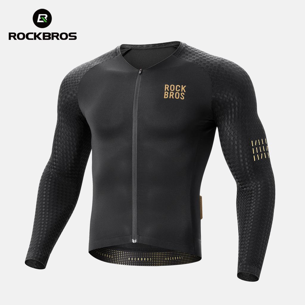 ROCKBROS Radtrikot Frühling Herbst Leicht Hohe Elastizität Langarm Fahrradtrikot Feuchtigkeitstransportierend Atmungsaktiv MTB Bike Trikot