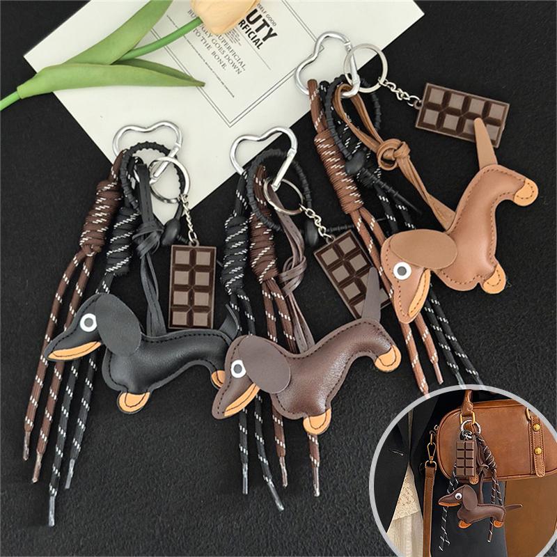 1PC Natural Gift Keychain Backpacks Fashion Daily Delicate Touch Carrying Sausage Dog Practicality Cute Car Keys