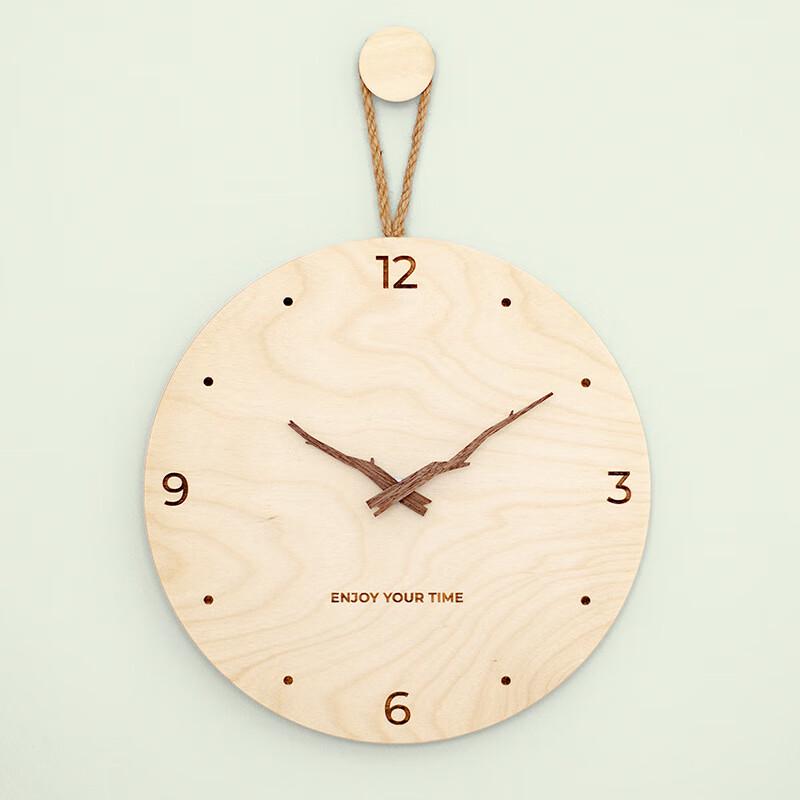Ou Jie Wang Simple Wooden Hemp Rope Wall Clock
