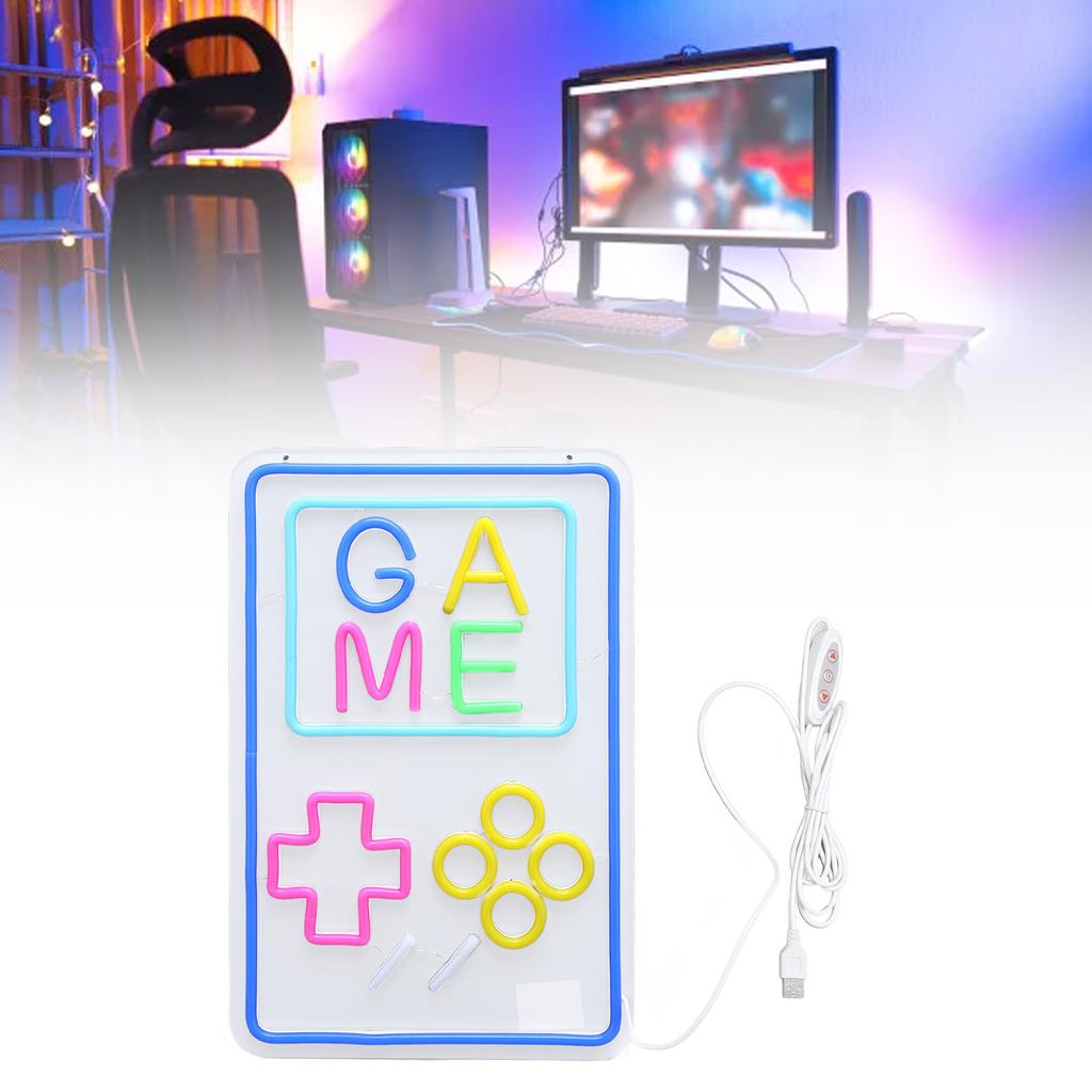 Game Neon Sign, Led Neon Gaming Signs for Boys Room, Dimmable Led Game Neon Sign USB Handheld Game Console Neon Sign, Bedroom Home Bar Gaming Dec