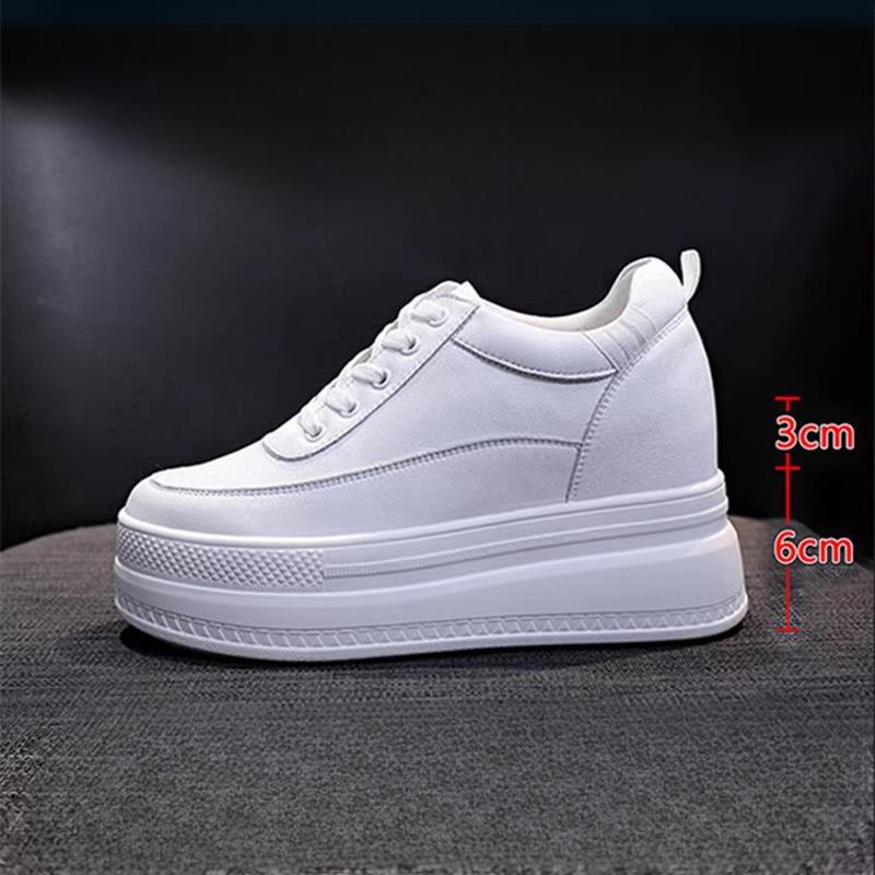 Echtes Leder Schuhe mit dicker Sohle Höhenvergrößernde Atmungsaktive Sneaker und Leichte Reiseschuhe