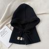 Solid Color Knitted Hooded Cap Wool Blend Knitted Hat Fashion Earflap Hat  Outdoor