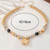 Temperament pentagram round bead square ring necklace color simple neck chain