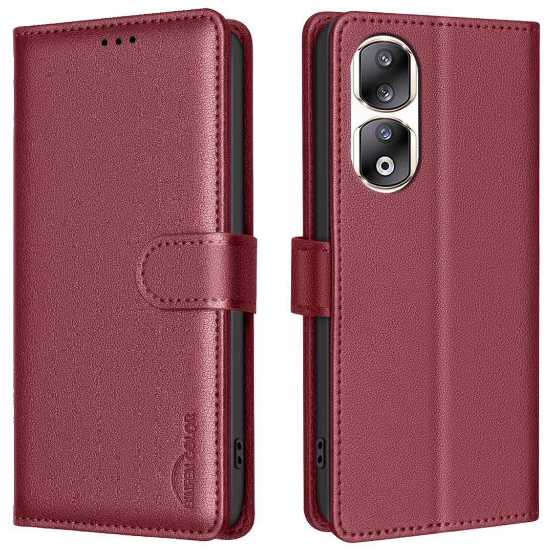 

BINFEN COLOR BF32 For Honor 90 Pro Case RFID Blocking Phone Cover PU Leather Shell B