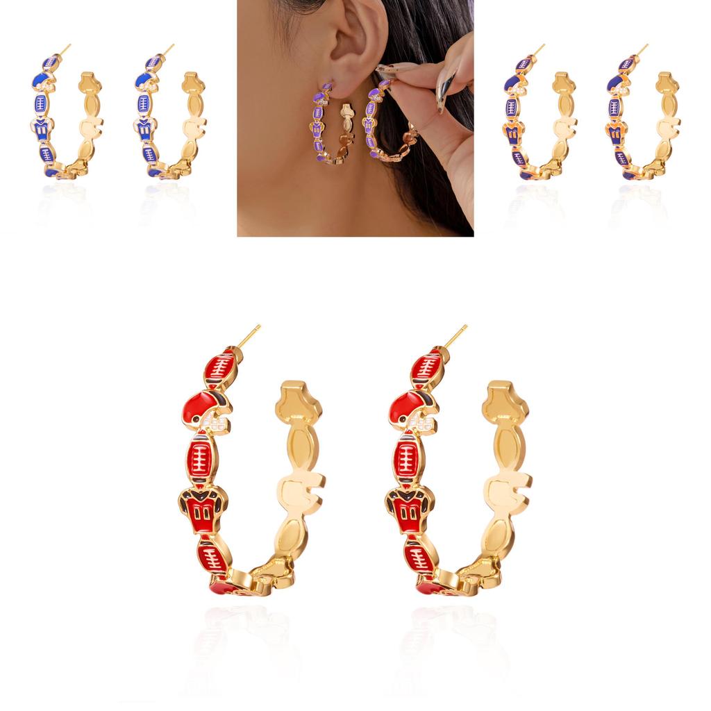 Casual Cool Unique Football Volleyball Earrings In Alloy With Electroplated Finish For Women