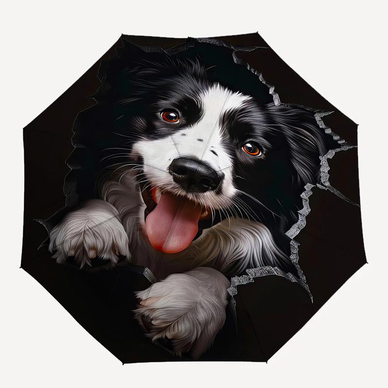 Dog- Automatic umbrella, Four Seasons Portable Folding Umbrella, Suitable for Men and Women, Travel, Daily Compact Umbrella, Outdoor Accesso