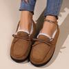 Kidmi Winter Fuzzy Women Cotton Shoes Casual Antiskid Outdoor Women Shoes Cute Bow Plush House Shoes Warm Cozy Fluffy Women Shoe