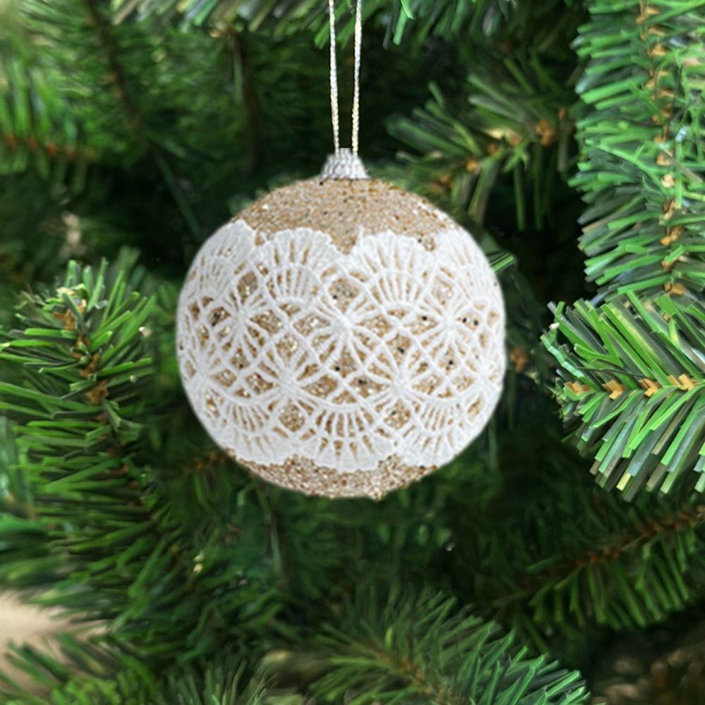 4Pcs Reusable Lace Appliques Christmas Ball 8cm Christmas Decoration Balls  Party