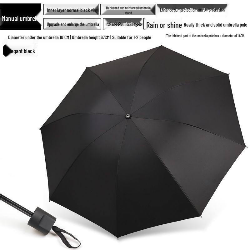 

Compact Folding Umbrella: Mini, Lightweight, Portable Sunshade for Rain or Shine 6 Ribs [Thick Black Coating]
