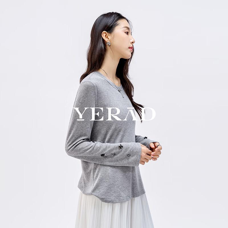 

YERAD Women s Relaxed Fit Beaded Lyocell Wool Long-Sleeve T-Shirt S