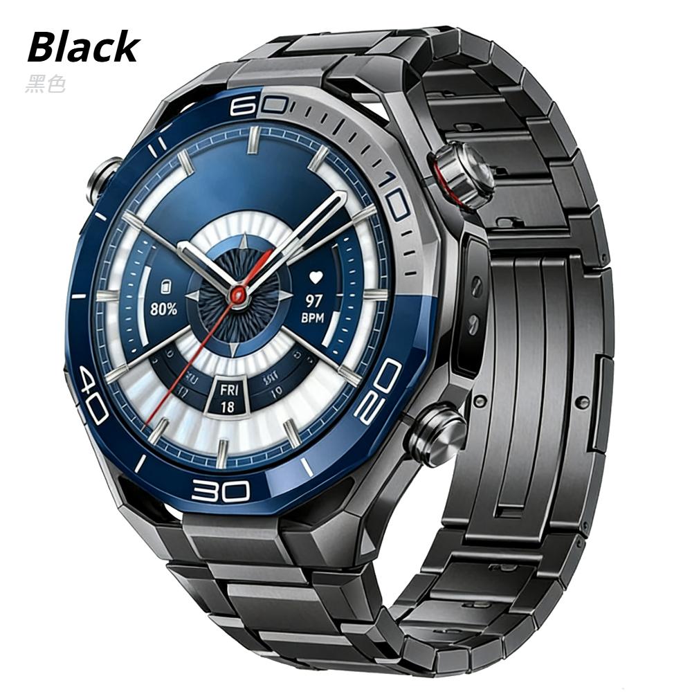 

22мм Титановий Ремінець Для HUAWEI WATCH Ultimate 1/2 Buds Металевий Розкішний Швидкознімний Ремінець Для Huawei Watch 5 4/GT 6 5 4 Pro 3 2 46мм GT2e GT3 SE Браслет Huawei GT3 Pro 46mm чорний