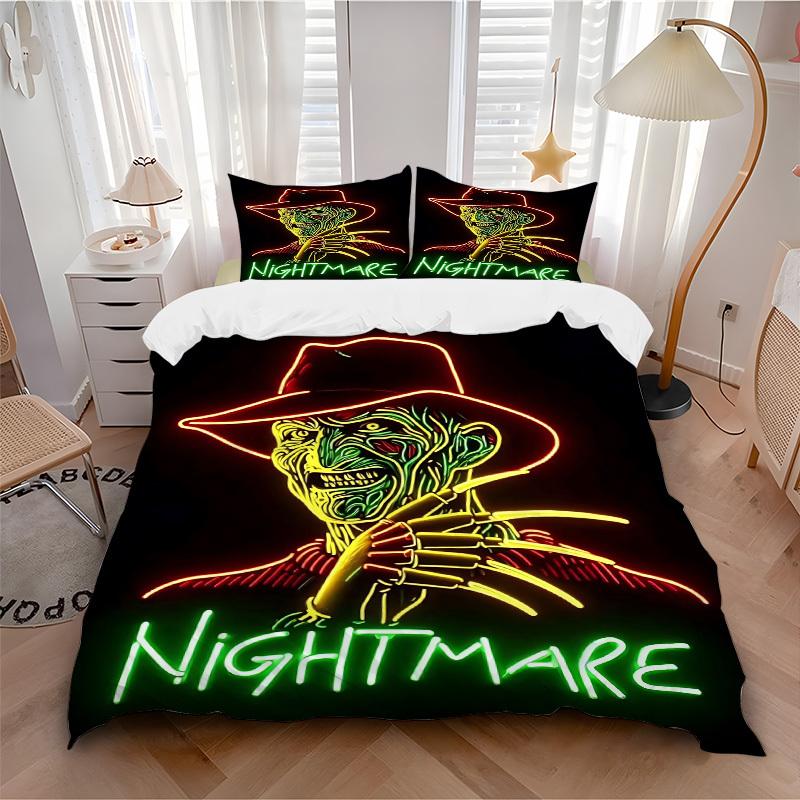 

3pcs A Nightmare on Elm Street Bedding Set, Soft Polyester Duvet Cover and Pillowcases Machine Washable Seasons all suitable 75 135x200cm