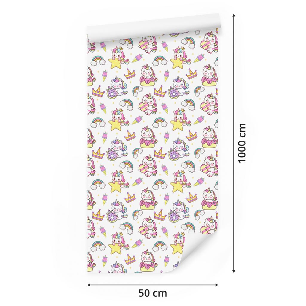 Unicorn Wallpaper White, Light Gray and Cream for Living Room and Bedroom 50x1000