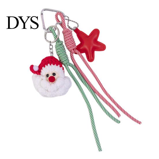 Xmas Stocking Stuffers Christmas Santa Claus Bag Charm, Crochet Keychain Pendant with Faux Leather Star, Hanging Decor for Party Favors Charms