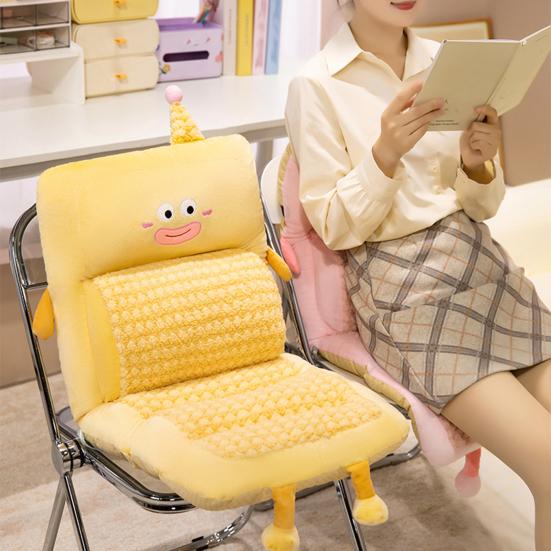 Plush Office Seat Cushion Soft Cartoon Seat Pad with Lumbar Pillow And Back Support Non-Slip Rocking Chair Cushion for Dorm Floor Car Office Patio