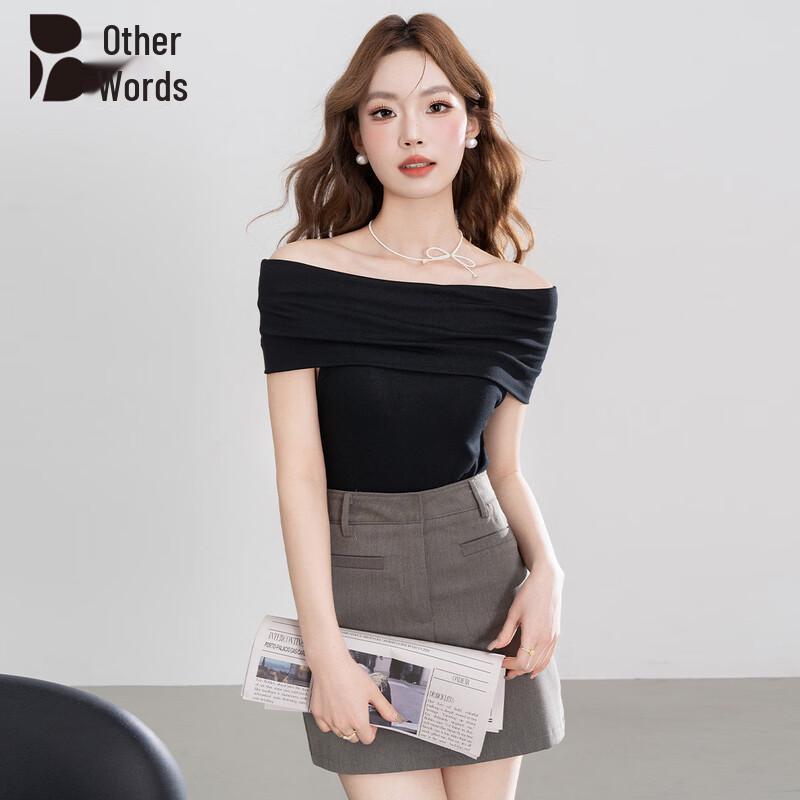 Women s Elegant Off-Shoulder Slim-Fit Short Sleeve T-Shirt M