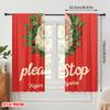 2pcs,2D Plane Printing Curtains Digital Printed Santa Please Stop Here Versatile Polyester Fabric (without Rod) Decorations