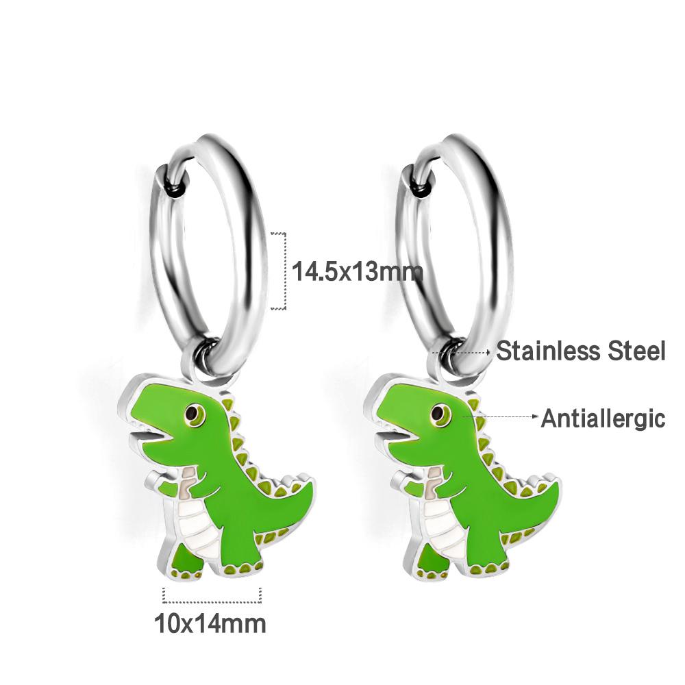 

Cute Animal Panda Dinosaur Pendant Earrings Stainless Steel Studs Creative Waterproof Jewelry for Girls Daily Accessories