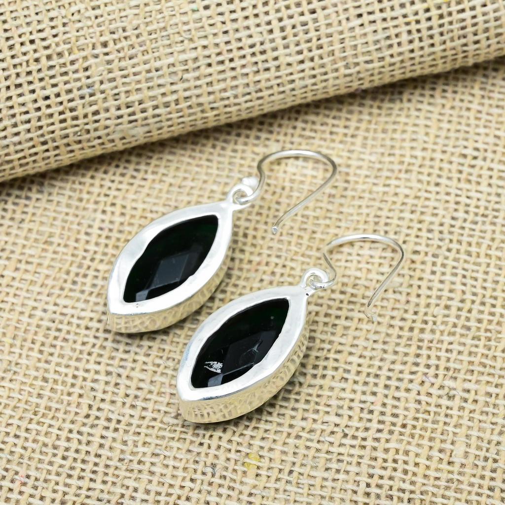 Chromdiopsid-Edelstein, handgefertigt, 925er-Sterlingsilber, Schmuckohrring zum Jäten, Geschenk