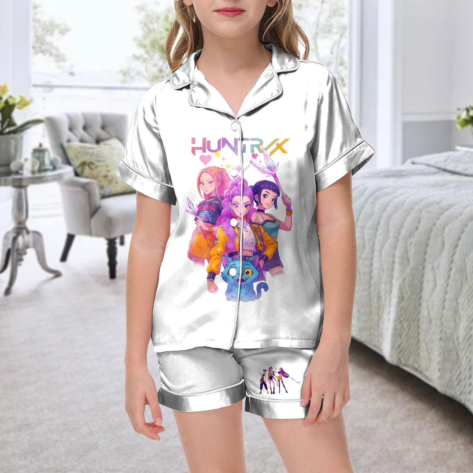 

Детская домашняя одежда Пижамный комплект Топ с коротким рукавом Шорты Комплект из двух предметов Верхняя одежда Игровой кардиган Одежда 120 белый