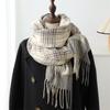 Unisex Korean Plaid Thick Winter Scarf with Tassels - Imitation Cashmere Shawl