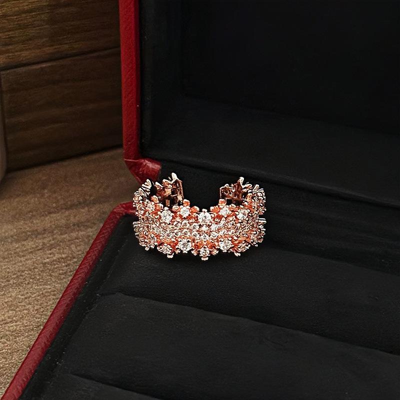 Heavy Industry Wide Edition Gypsy Zir*****Pen Ring Women'S Light Luxury High Sense Exquisite And Unique Fashion Index Finger Ring