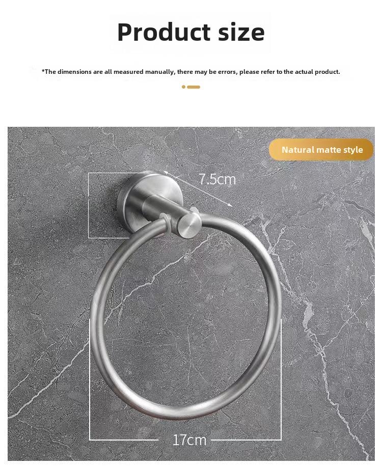 Badrumshanddukshållare & Ring i Rostfritt Stål - Punchfri Installation