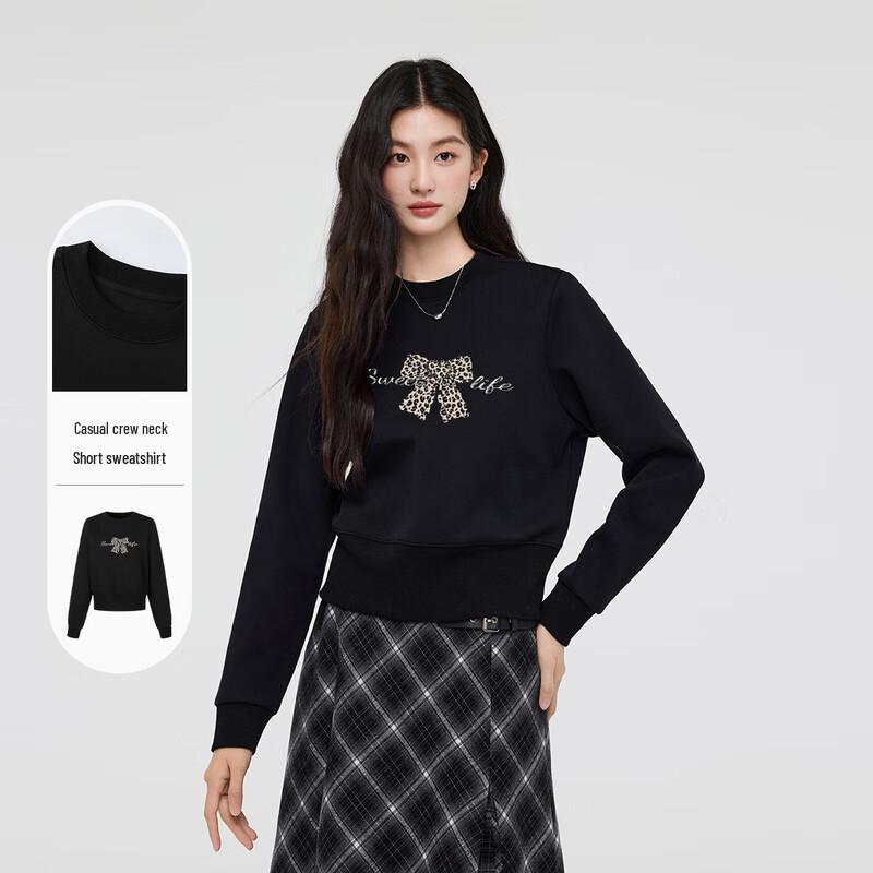 FivePlus Leopard Print Bow Short Sweatshirt S