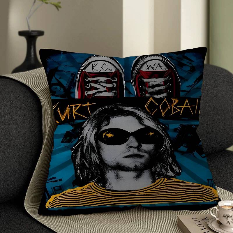 Nirvana Band Magazine Classic Anime Maple Design Cushion Cover Happy Autumn Harvest Decor Holiday Decorati Pillow Cover