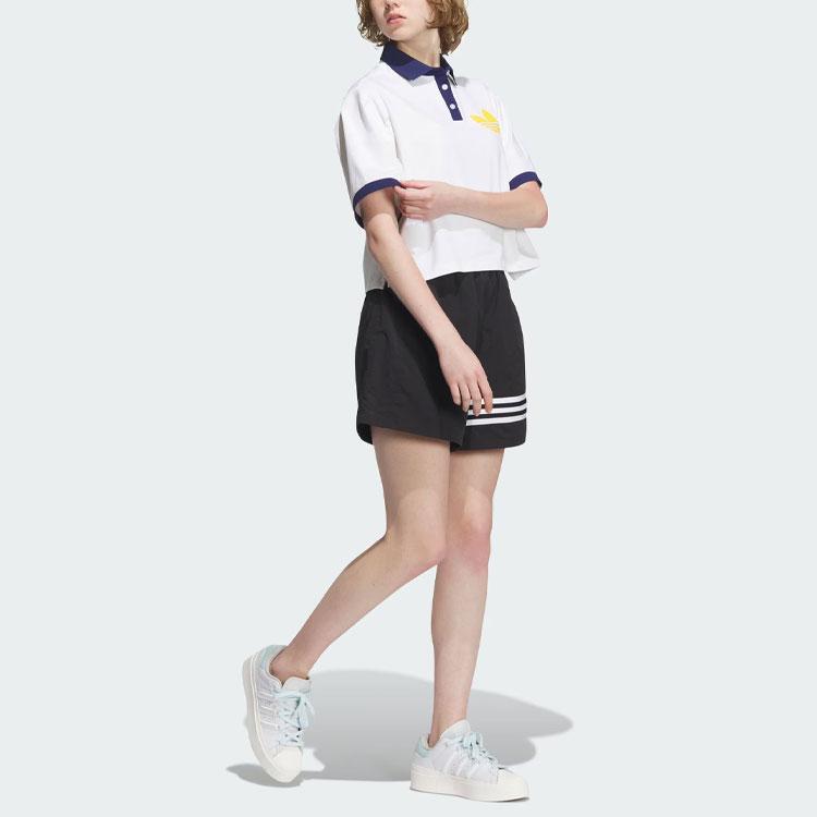 Adidas Originals Trefoil Varct Polo Shirt With Logo Patchwork Women Tops White IU4768