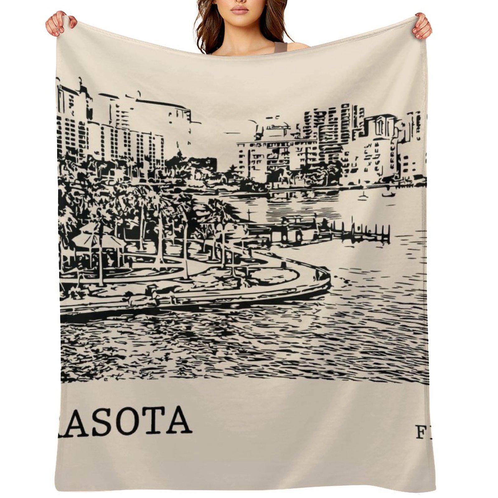 

Sarasota Florida Throw Blanket Retros Travel Winter beds Flannels Blankets 30x40in