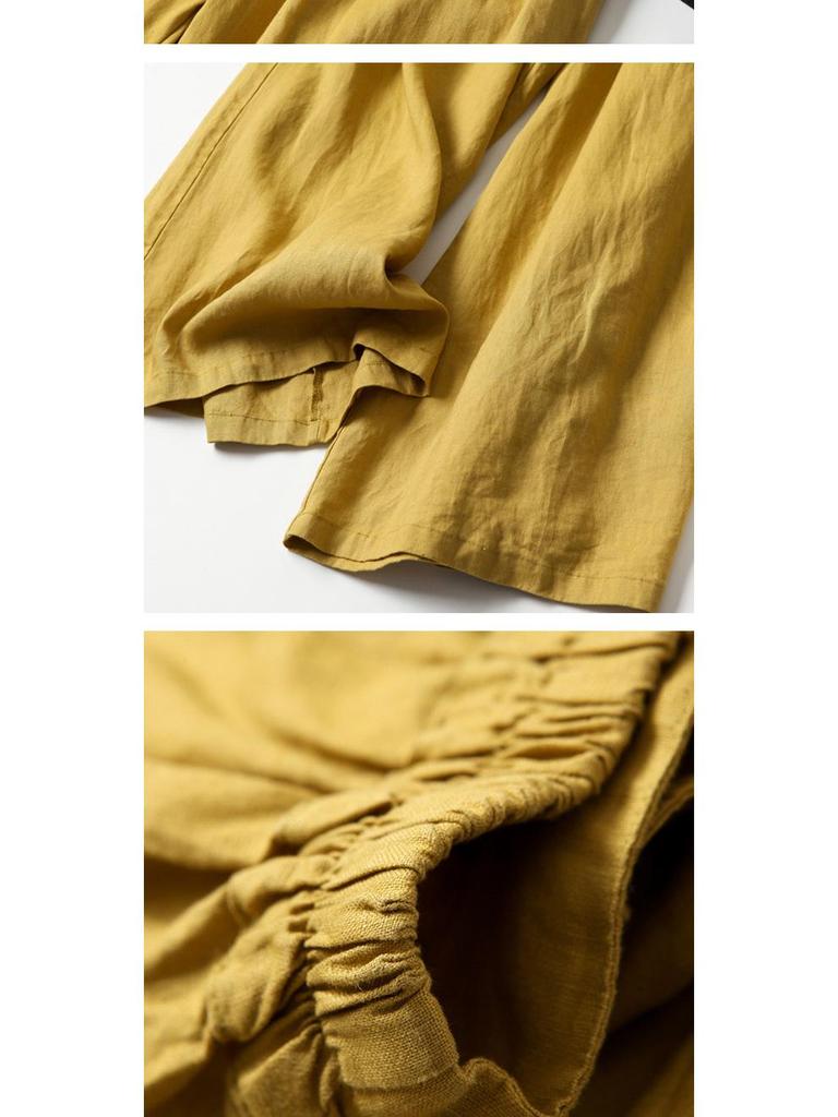 Γυναικείες Κουλότες από Βαμβάκι Λινό: Ψηλόμεσο, Στενό, Κοντό παντελόνι με φαρδύ πόδι και ημιελαστική εφαρμογή (2024).