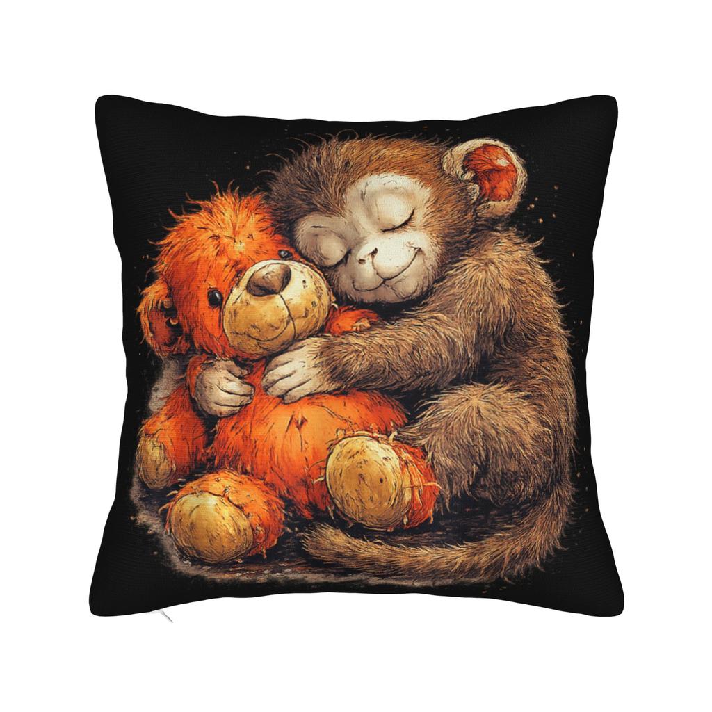 Baby Viral Monkey Punch Hugging Pillow Case Square Pillow Cover For Couch Sofa Bedroom Funny Cushion Cover