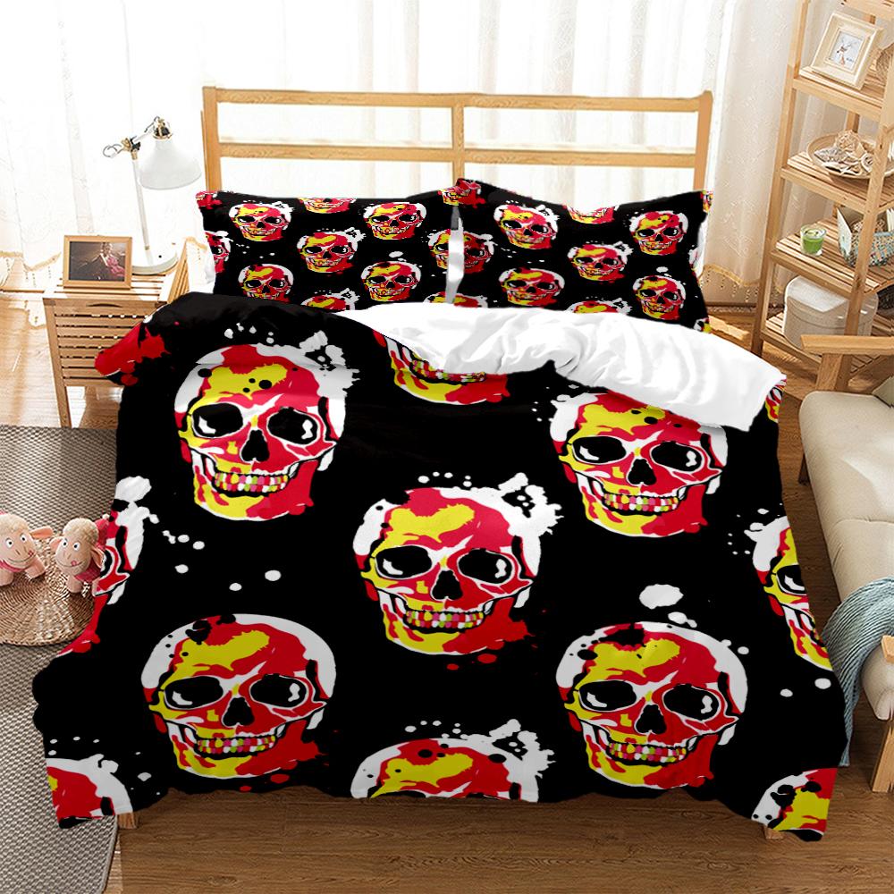Mysterious Colored Skeleton Digital Print Polyester Bedding Sets Child Kids Covers Boys Bed Linen Set For Teens Quilt cover Set