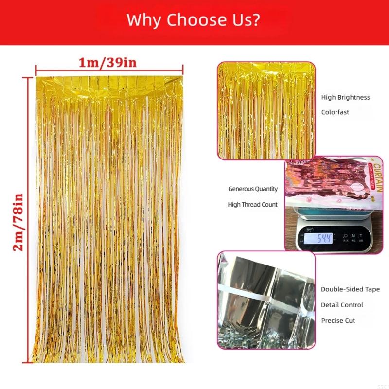 Shimmering Metal Party Streamers Tassels Background For Family Gatherings 55KF