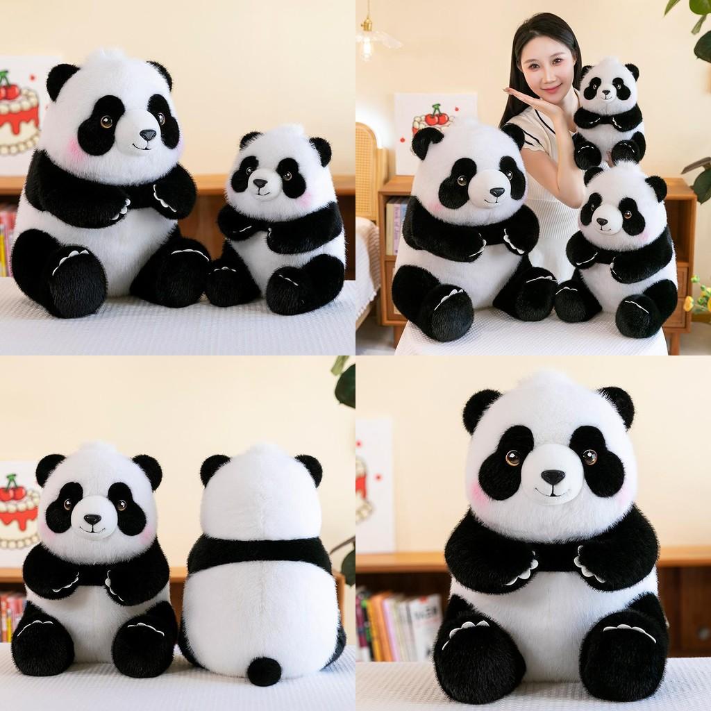 Panda Plush Toy With Pp Cotton Filling Soft Short Fur Stuffed Animal Gift For Kids
