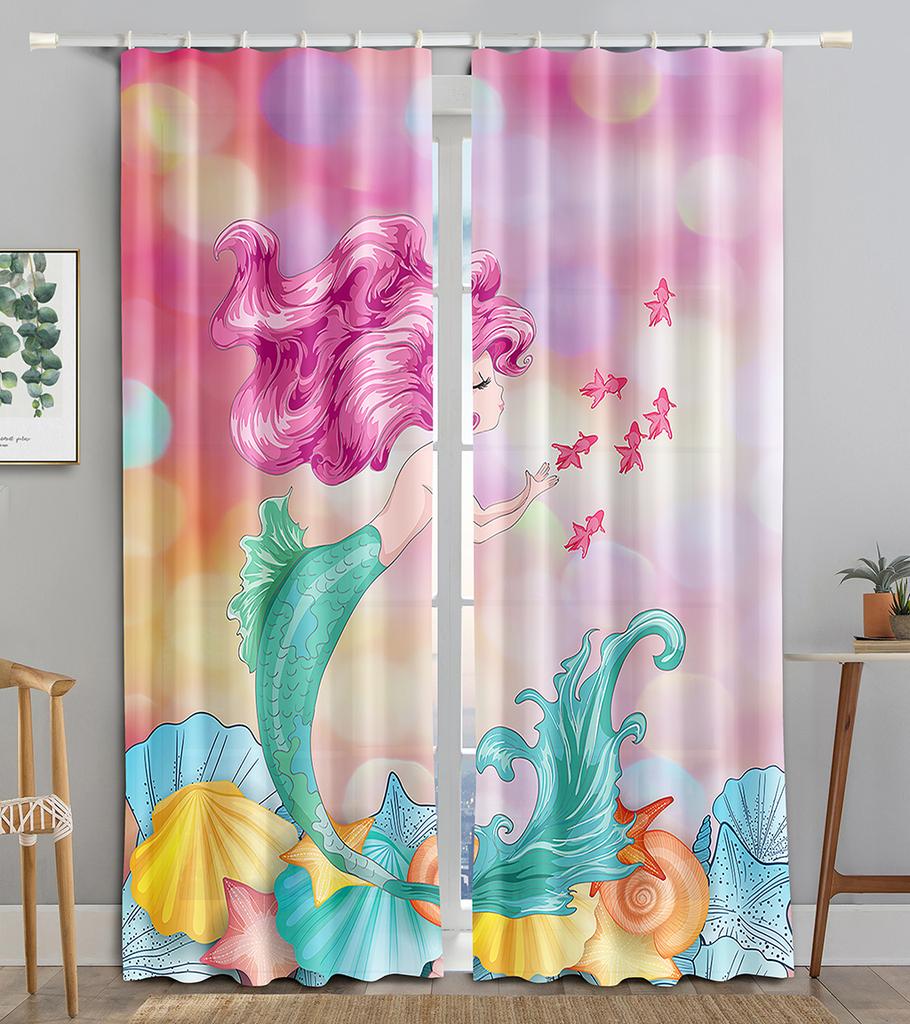Pink Princess Castle Curtains for Living Room Window Curtain Drape Rod Pocket Girl's Bedroom Panel Fabric Decor Cortinas