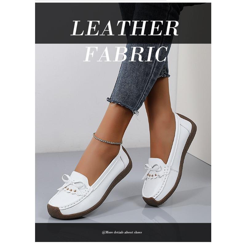 Casual Women's Flat Shoes with Soft Soles and Soft Tops, Large-sized Bean Shoes