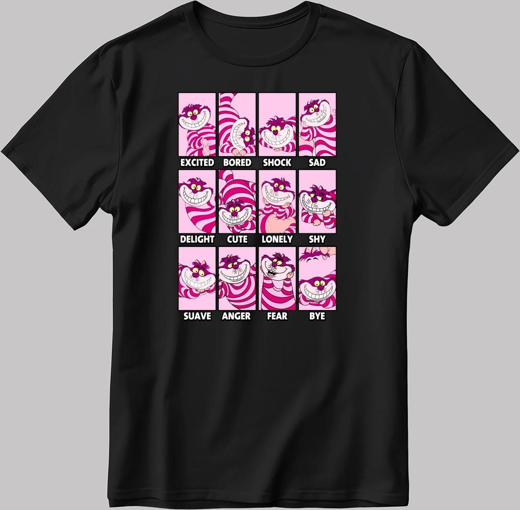 Cheshire Cat Moods Black TShirt