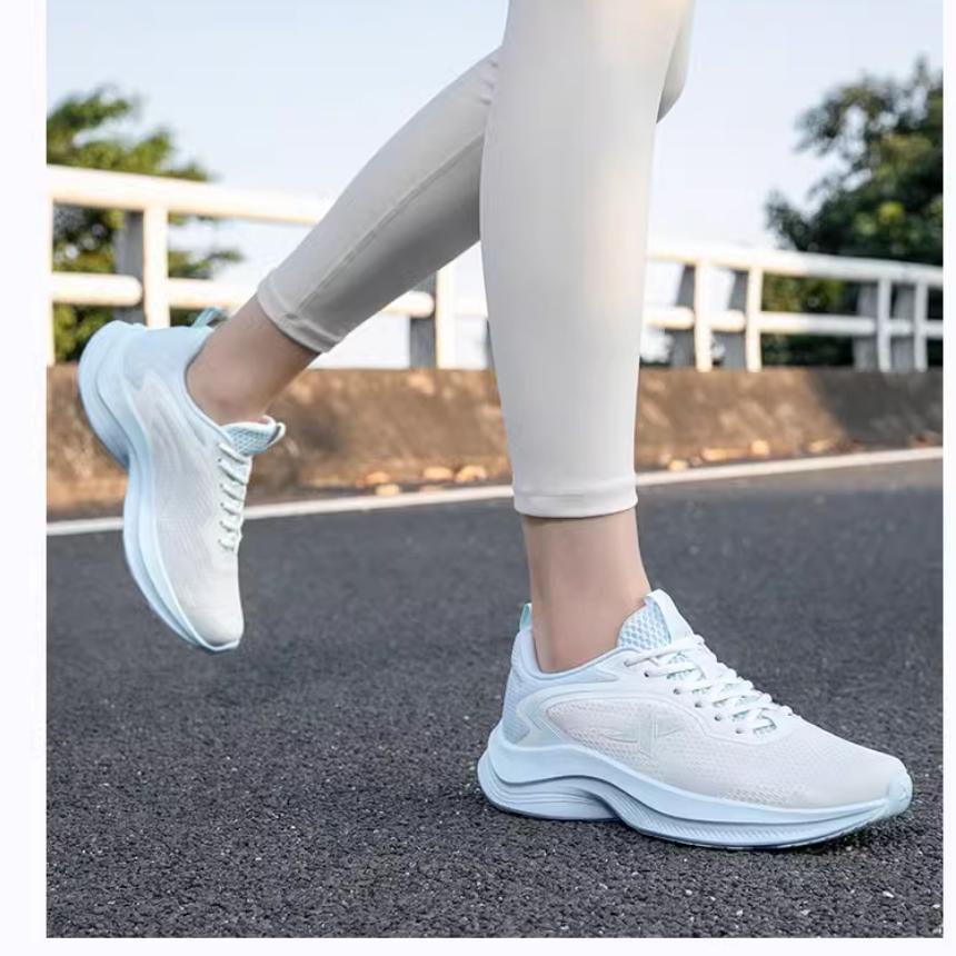 Xtep Sport Versatile Shock Absorbing Non-Slip Low-Top Casual Running Shoes Women Sneakers White Blue 875218110036-1