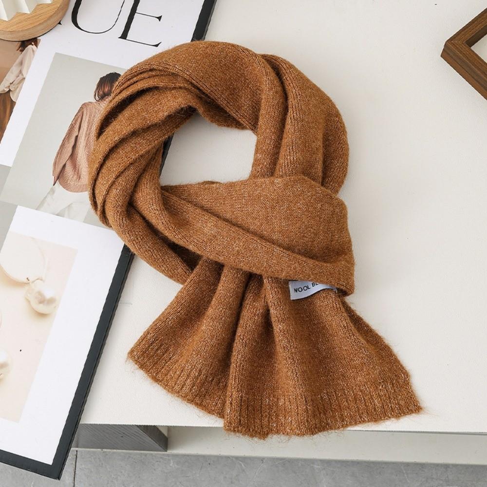 Versatile Warm Neck Warmer Coldproof Solid Color Knitted Scarf Windproof Scarves Bib Autumn and Winter