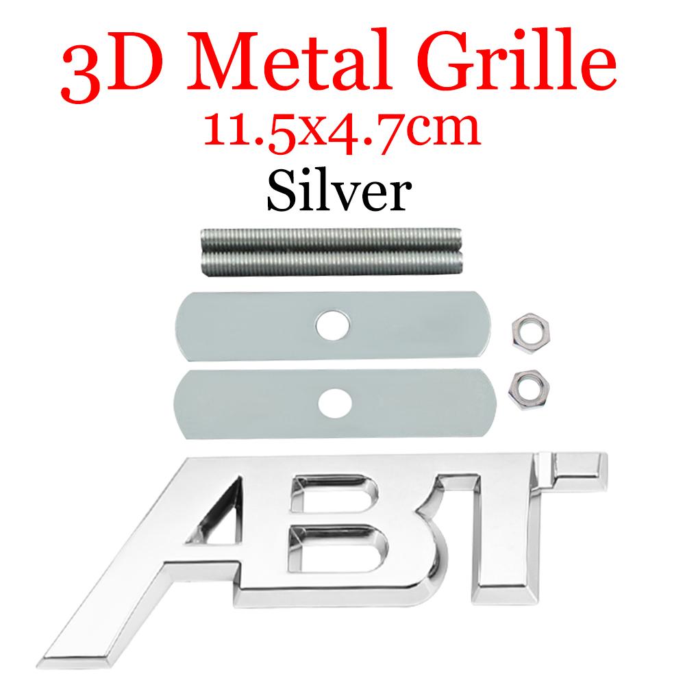 Car Front Grliie Badges 3D Metal ABT Emblem Body Trunk Decor Stickers Accessories For S Sline Quattro S6 S7 S8 A4 TTRS A6L RS