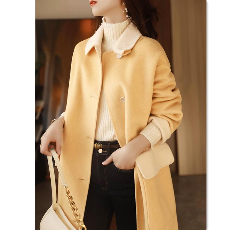 2025 Autumn/Winter Korean Style Slimming Loose Mid-Length Woolen Coat 2XL