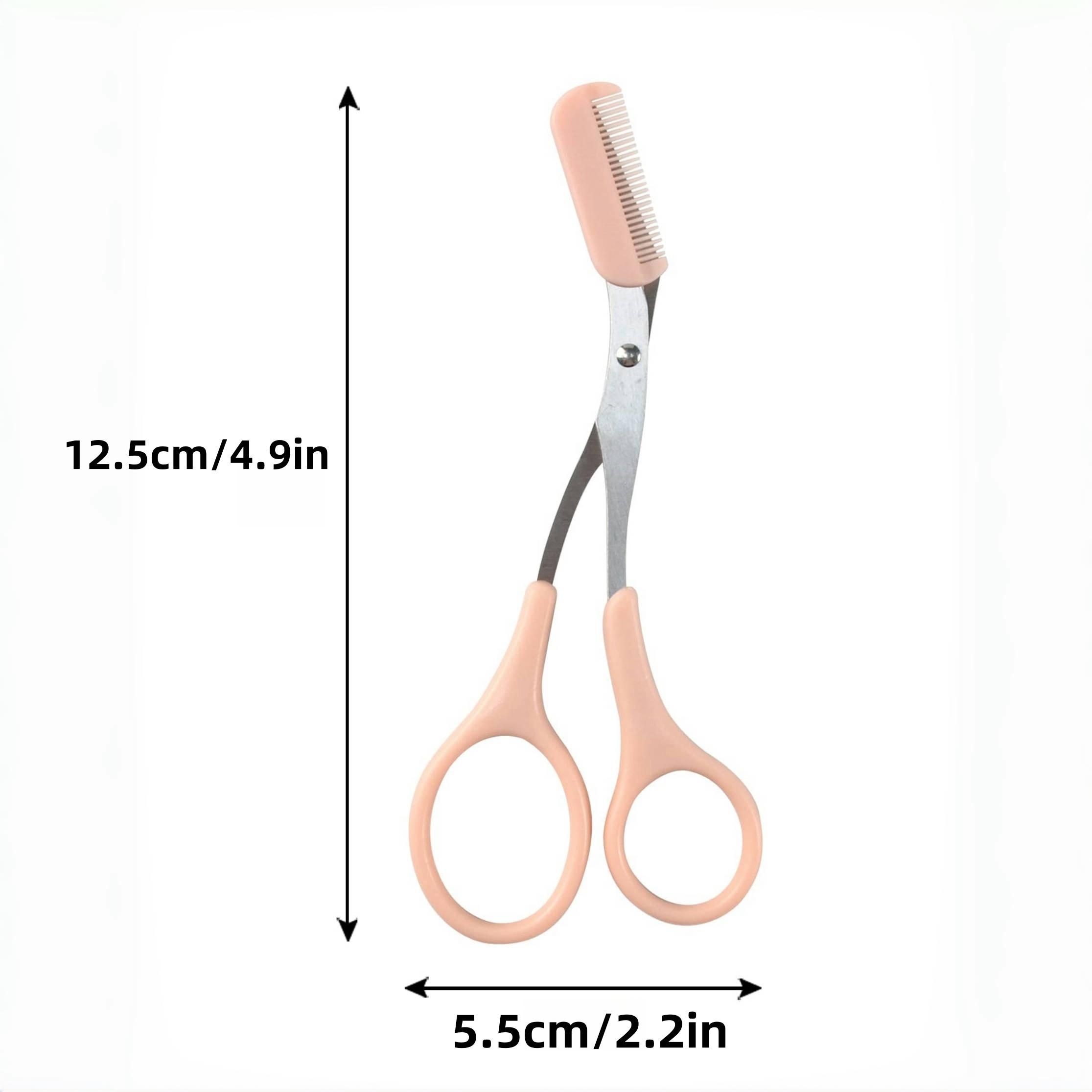 

1pc Pink Eyebrow Scissors with Comb - Stainless Steel Precision Grooming Tool for Home Salon Use, Easy To Use Brow Shaping розовый